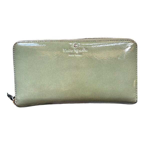 Pre-loved KATE SPADE Grey Patent Leather Zip Around Wallet - Picture 1 of 7